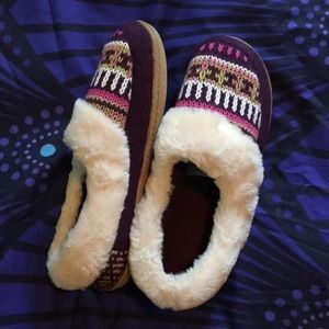 Fur Lined Sweater Knit Cushioned Slippers